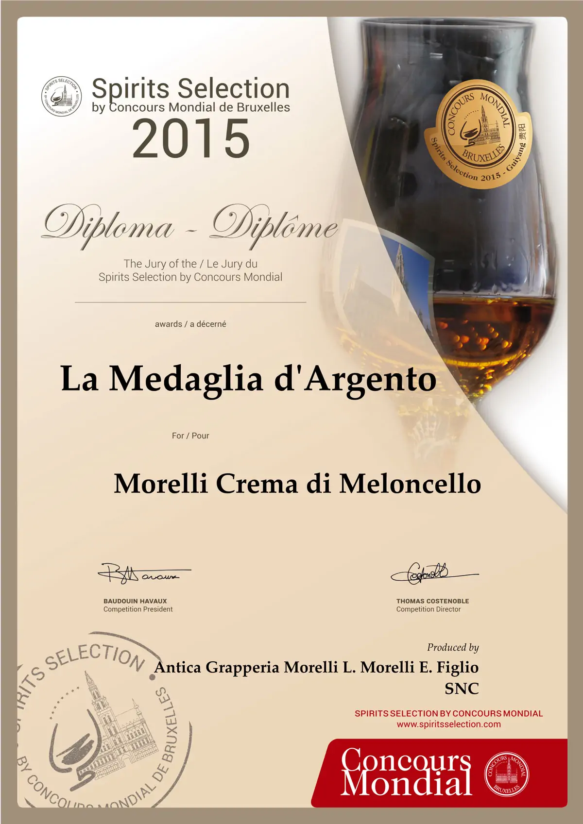 medaglia_argento_meloncello Premi Morelli