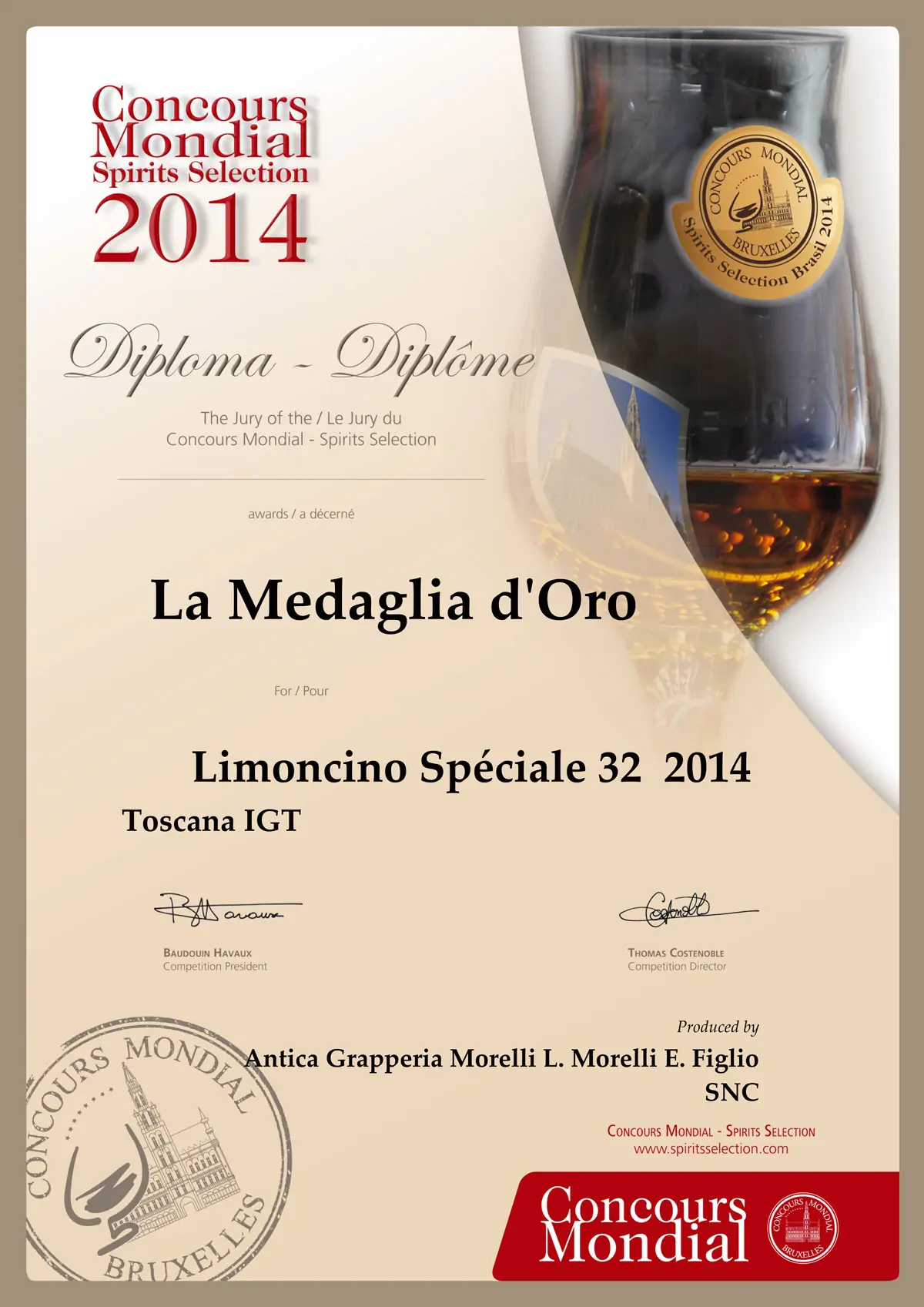 medaglia_oro_limoncello Premi Morelli